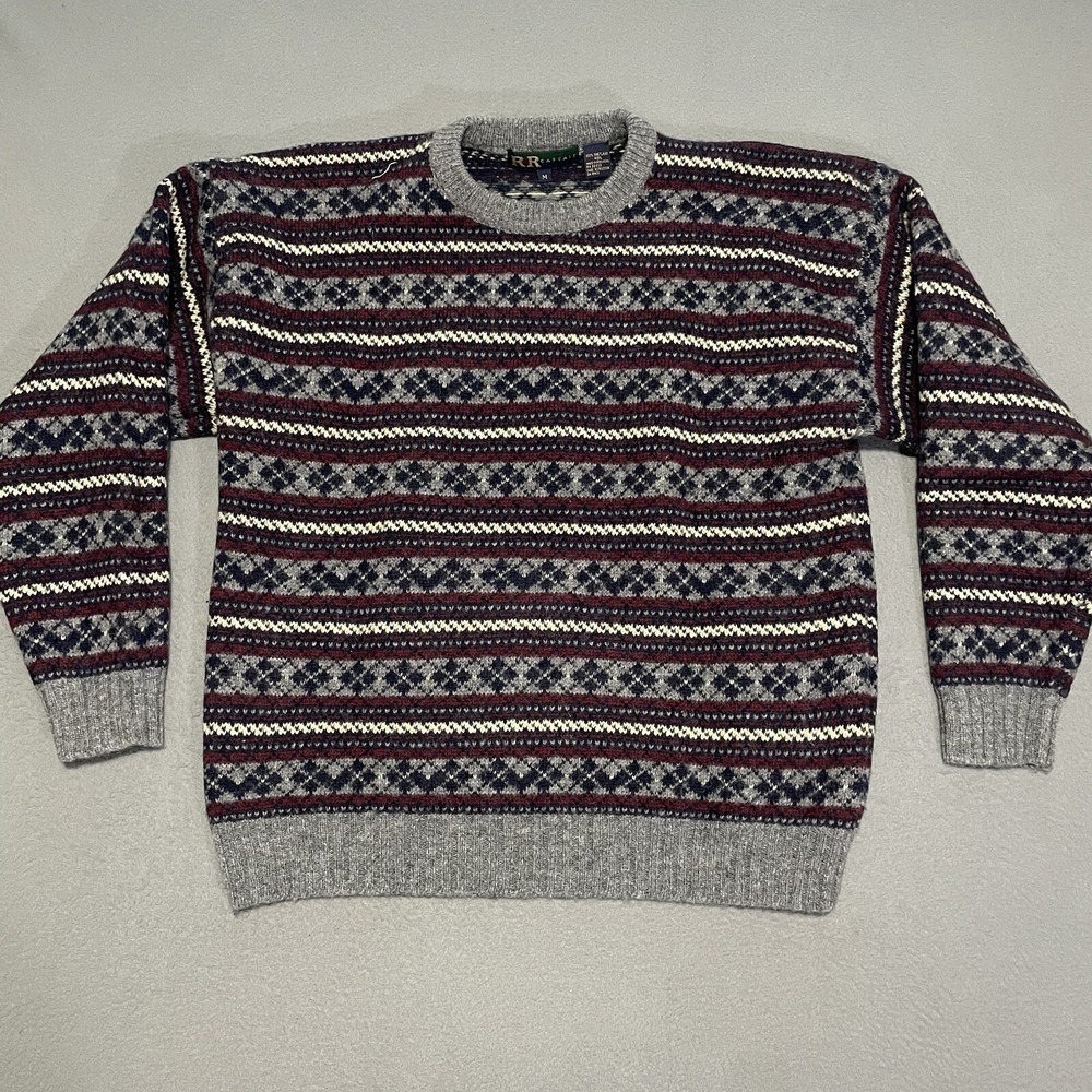 R&R Casuals Cosby Grandpa Ugly Geometric Style Men's Medium Sweater Vintage Wool